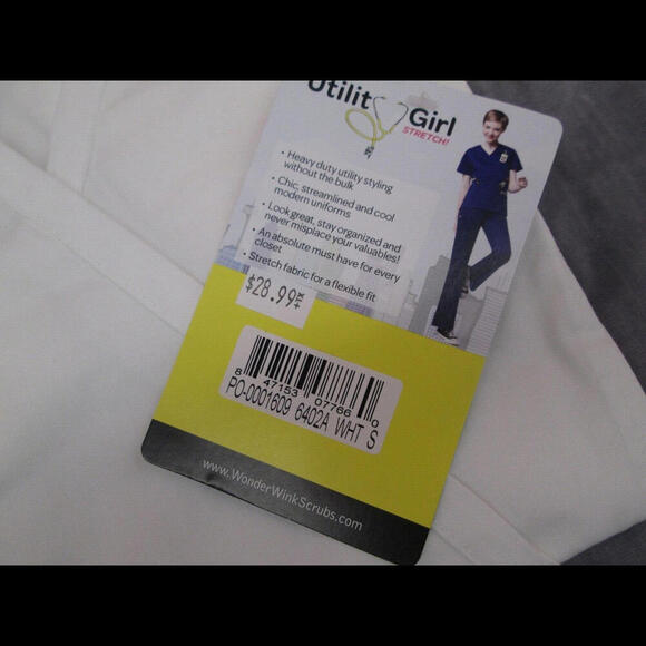 Utility Girl Womens Natural White Uniform Medical Nurse Scrub Top Size S DEFECT​ - Picture 5 of 12